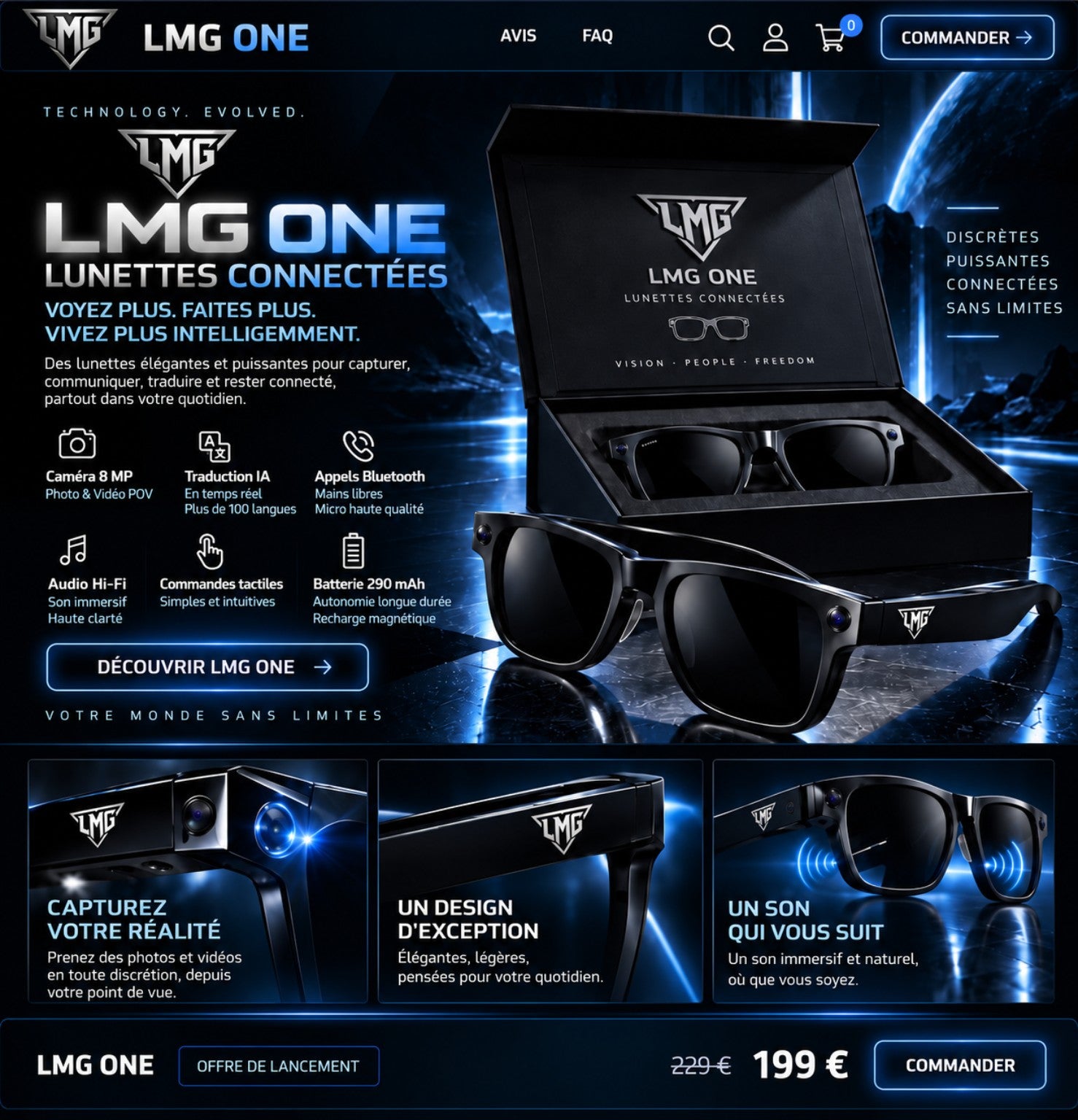 LMG ONE lunettes connectées - visuel principal